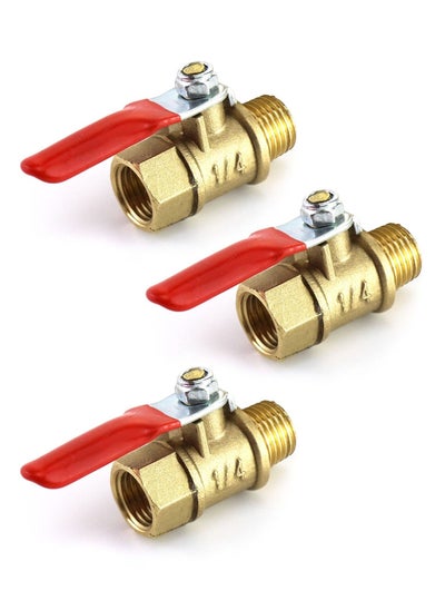 Buy Ball Valve, 1/4" Male x 1/4" Male Brass Valve, Ball Valve with Vinyl Handle for Shutting Off Water, Oil, Gas, Air Compressors 3 Pcs in Saudi Arabia