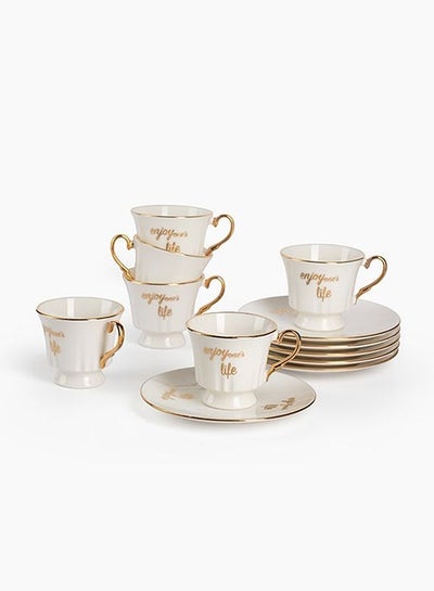 Buy Coffee Set Porcelain Love Gold Louts assorted shapes in Egypt