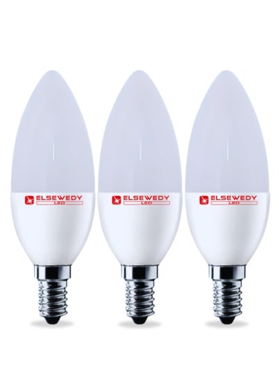 Buy ELSEWEDY Classic LED Bulb, 6 Watt, 3 Pieces, E14 (Candle, White) in Egypt