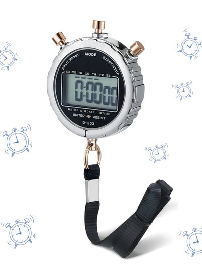 Buy Digital Stopwatch, Metal Waterproof Stop Watch, Sports Stopwatch Timer 1/100th Second Handheld Chronograph with Large Display Shockproof Stopwatch in Saudi Arabia