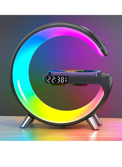 Buy Smart Bluetooth Speaker Wireless Phone Charger LED Light, Multifunctional RGB Night Light and Charging Station, Smart Sounder Alarm Clock for Bedroom Smart Desk Lamp Control with App in UAE