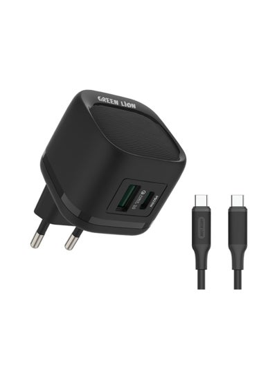 Buy PD20W+QC Wall Charger With USB-C To USB-C Cable 1M EU - Black in UAE