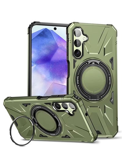 اشتري GOLDEN MASK For Samsung Galaxy A55 Case Mag-Safe Magnetic Shockproof Phone Case with Ring Holder (Dark Green) في مصر