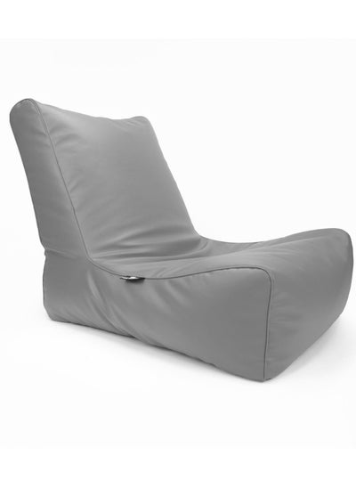 Buy Luxe Decora Sereno Recliner Lounger Faux Leather Bean Bag with Filling Grey in UAE