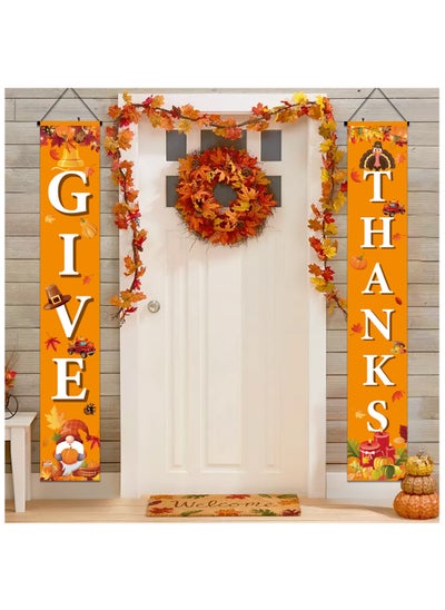 Buy Thanksgiving Door Banners,2 Pcs  Thanksgiving Couplets Kit - Give Thanks Porch Banners,Happy Thanksgiving Porch Banners/ Happy Thanksgiving Porch Banners for Thanksgiving Party Decorations Porch Sign in Saudi Arabia