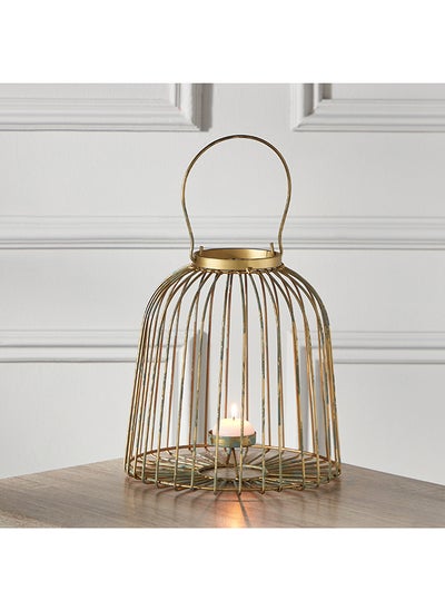 Buy Splendid Metal Lantern with Pillar Candle Holder 34 x 24 x 34 cm in Saudi Arabia