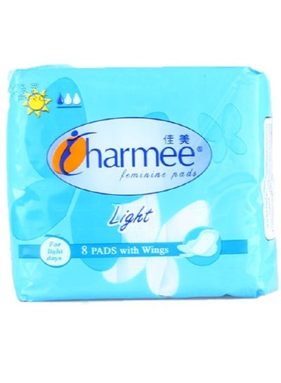 Buy Charmee Feminine Light Sanitary Pads With Wings 8's (Pack of 4) in UAE