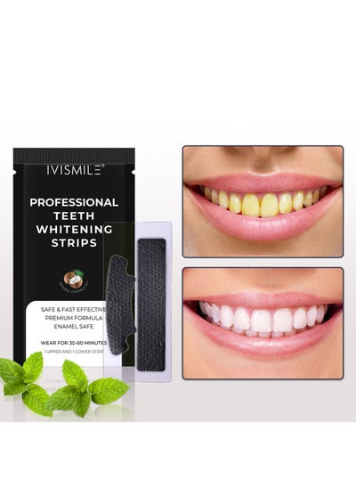 Buy Teeth Whitening Strips, Whitening Strips To Reduce Teeth Sensitivity, Professional Teeth Whitening Strips Kit, Remove Coffee And Tea Stains, 28 Teeth Whitening Strips, Peppermint in Saudi Arabia