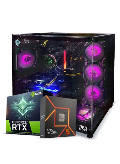 Buy True Nort Gaming PC, AMD Ryzen 5-7600X,RTX 4060 , 32GB RAM, 1TB SSD, Liquid Cooler 360 mm, Window 11 Pro, Black Case in UAE