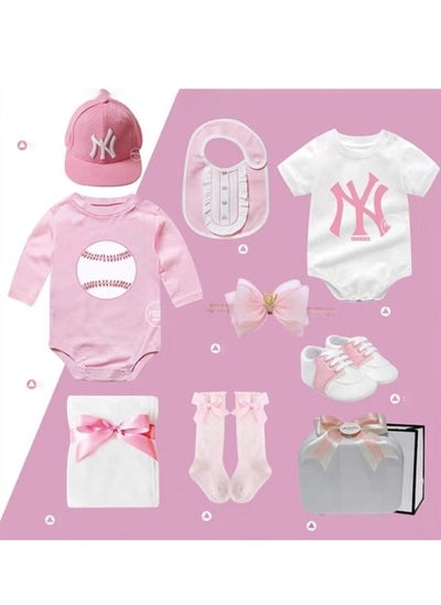 Buy Newborn Baby Giftset with Rompers Cap and Bib for Girls in Premium Suitcase 9 in 1 in UAE