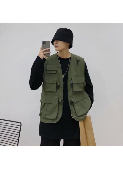 اشتري Autumn Thin Japanese Multi-Pocket Tactical Vest Casual Streetwear Sleeveless Top2003 Green 2003 Green في السعودية