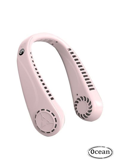 اشتري Portable Leafless Hanging Neck Fan USB Rechargeable Fashion Fan Pink في السعودية