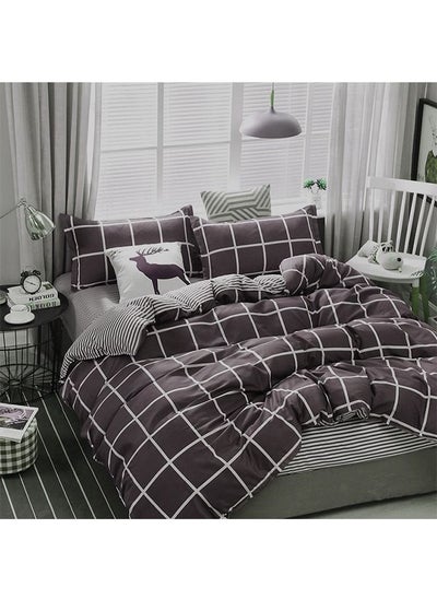 Buy 4-Piece Geometric Design Bedding Set Cotton Multicolour Queen in Saudi Arabia