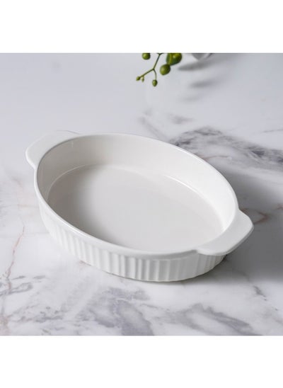 Buy Serax Porcelain Oval Baking Dish for Baking Souffle Pudding Unique Design For Kitchen Hotel Restaurant Banquet and Daily Use 25.4X16.9X4.9CM in UAE