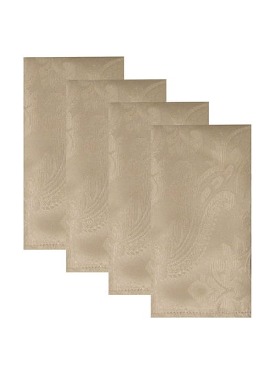 Buy Set of 4 Light Brown Elegance Damask Table Fabric Napkins Handkerchief Wedding 17 x 17 Inch in Saudi Arabia