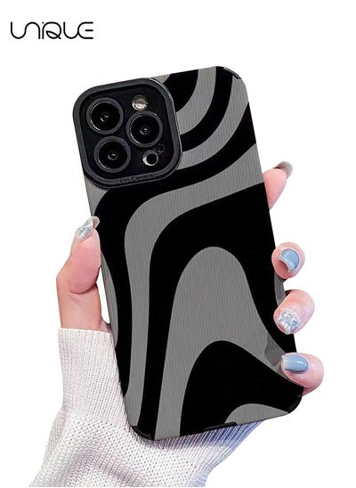 اشتري Compatible with iPhone 15 Pro Case with Fashion Simple Cute Zebra Stripes Pattern Case for Women Girls Soft Silicone Protection Case for iPhone 15 Pro-Gray في الامارات