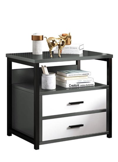 Buy Nightstand, Industrial Bed Side Table with 2 Drawers Storage Open Shelf, Sturdy End Table with Steel Frame, Night Stand for Bedroom, Living Room (40 * 34 * 50cm) in Saudi Arabia