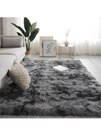 Buy Modern Style Area Rug Non-Slip Super Soft Touch Living Room Bedroom Kitchen Decoration Of Carpet Floor Rug Fluffy Long Pile Rectangular 140x200cm in UAE