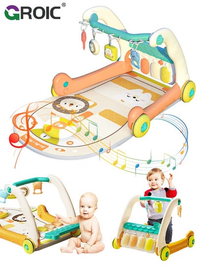 Buy 3 in 1 Baby Play Mat Baby Gym, Floor Activity Center and Infant Baby Walker, Music & Lighting, Educational Toys Toddler Push Walker, Play Piano Tummy Time, Infant Learning Sensory Play Mat in UAE