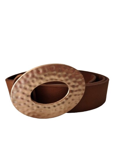Buy Brown Women's  Belt With Gold Oval Accessories in Egypt