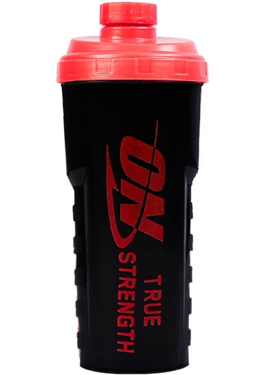 Buy 700ML Protein Powder Shaker Bottle With Mixing Grid BPA-Free, Black & Red in Egypt
