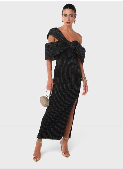 Buy Wired Off Shoulder Cape Dress in UAE