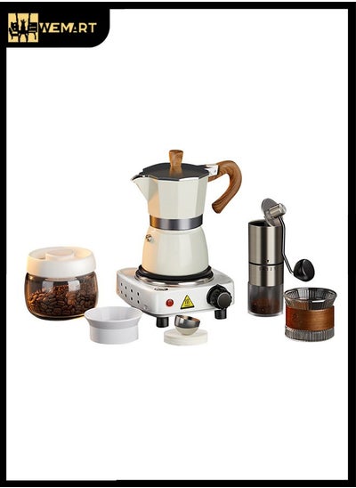 Buy Wemart V60 Coffee Set Premium Handmade Coffee 8-piece Set 300ml Portable Electric Mini Moka Pot with Heated Base, Grinder, and Vacuum Coffee Bean Storage Tank, Suitable for Home, Outdoor, and Office in Saudi Arabia