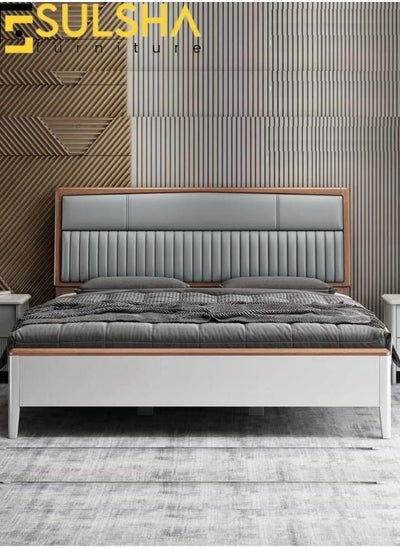 Buy Wooden Modern Single Bed with Mattress 90x190Cm in UAE