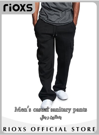 Buy Mens Sports Loose Pant Casual Cargo Sweatpant Running Jogging Athletic Workout Trouser With Multiple Pockets in UAE