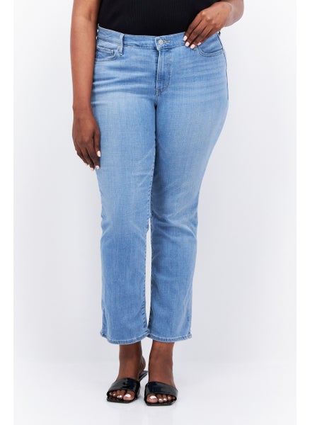 Buy Women Plus Size Slim Fit High Rise Wide Leg Stretchable Jeans, Blue in Saudi Arabia