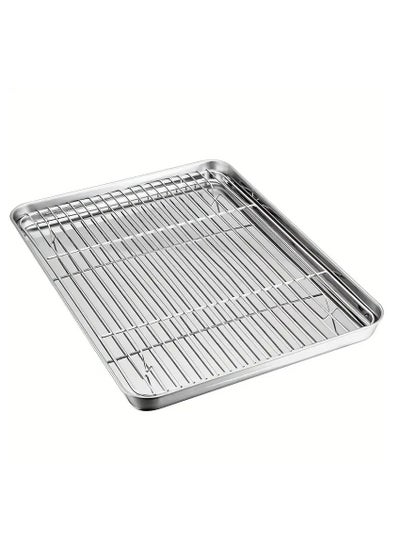 Buy Baking Sheet And Rack Set, Stainless Steel Cookie sheetBaking Pan Tray With Cooling Rack, Non Toxic & Healthy, RustFree & Dishwasher Safe, For Outdoor Picnic Party in Saudi Arabia