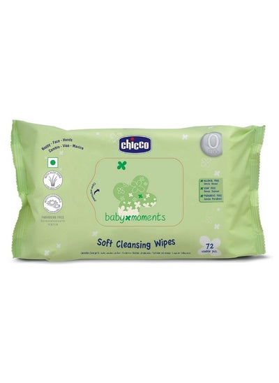 Buy Baby Moments Soft Cleansing Baby Wipes, Ideal For Nappy, Face And Hand, Dermatologically Tested, Paraben Free, Sticker Pack (72 Sheets) in UAE