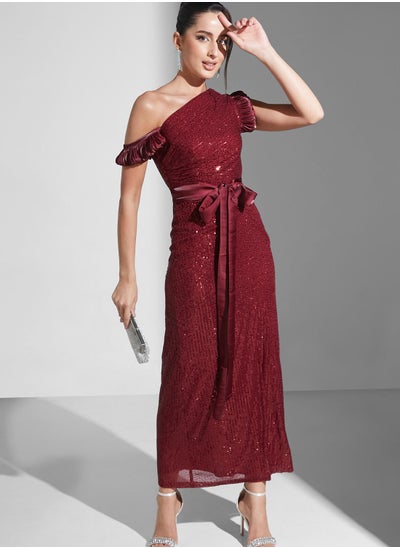 Buy Zena Louay One Shoulder Sequined Dress in Saudi Arabia