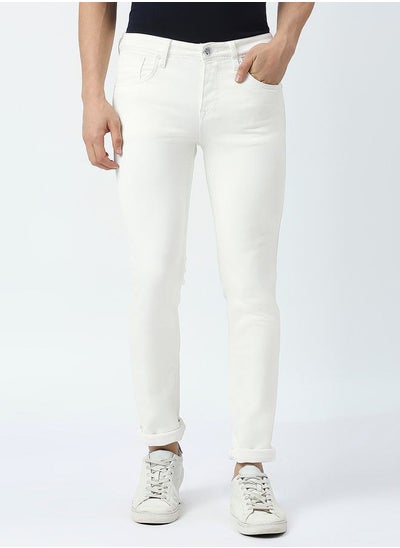 Buy Mid Rise Jeans with Button Closure in Saudi Arabia