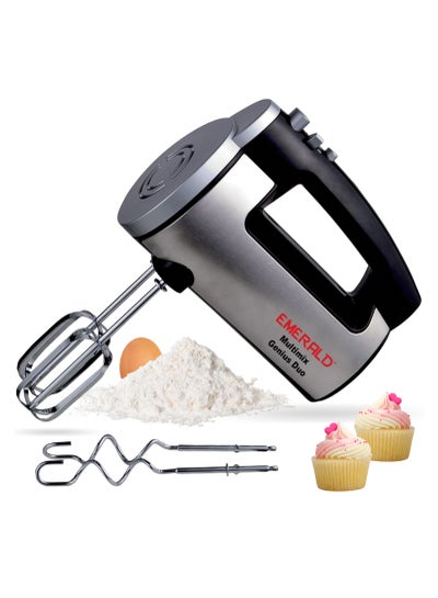 Buy EMERALD Hand Mixer 300Watts, 6 Speed, Pulse Button, Beater & Dough Hooks Included. EK 790 MG in UAE