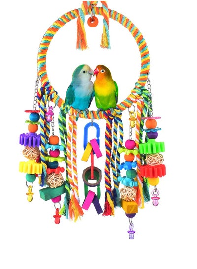 Buy Bird Toys, Parrot Swing Toys, Bird Perch with Colorful Chewing Toys,  Bird Cage  for Budgerigar, Parakeet, Conure, Cockatiel, Mynah, Love Birds, Finches and Other Small to Medium Birds in Saudi Arabia