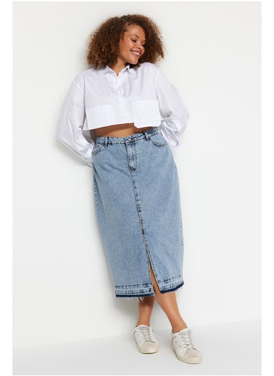 Buy Blue Front Slit Denim Skirt TBBSS23AZ00054 in Egypt