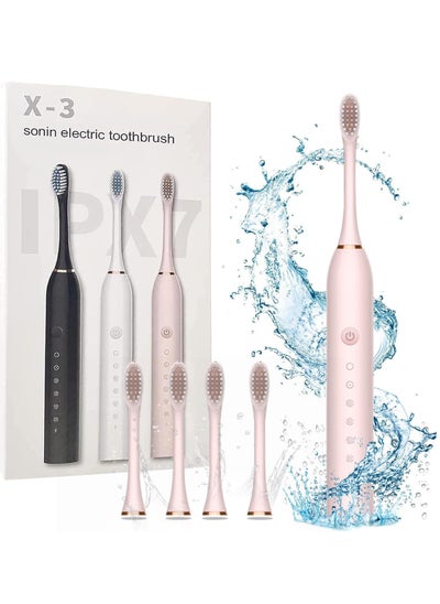 Buy Sonic Electric Toothbrushes,USB Rechargeable Ultrasonic Tooth Brush with 4 Brush Heads 6 Cleaning Modes and Smart Timer IPX7 Waterproof Cleaning Toothbrushes for Adults and Kids in Saudi Arabia