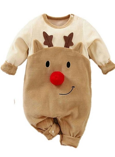 Buy MiniTAQ - Brown Reindeer Red Dot Baby Romper in UAE