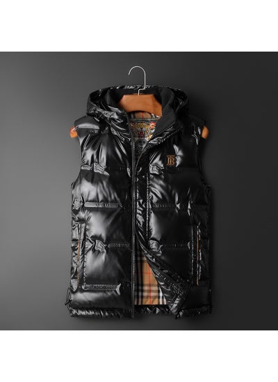 Buy 2023 Autumn Winter Mens Down Vest Casual Hooded Large Size JacketBlack Black in Saudi Arabia