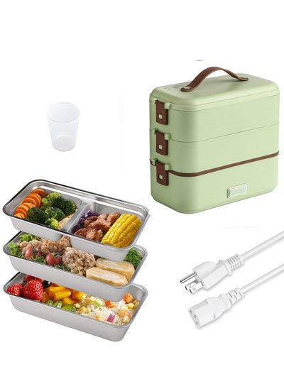 اشتري 3-Layer Self Cooking Electric Lunch Box, Portable Food Warmer for On-the-Go,Home Office Cook Food Green في الامارات