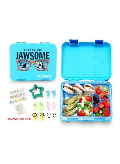 Buy 6 And 4 Convertible Bento Lunch Box With Sandwich Cutter Set - Jawsome Blue in UAE