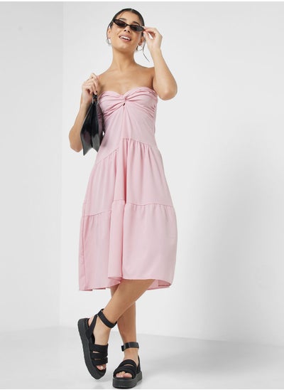 Buy Strapless A-Line Midi Dress in UAE