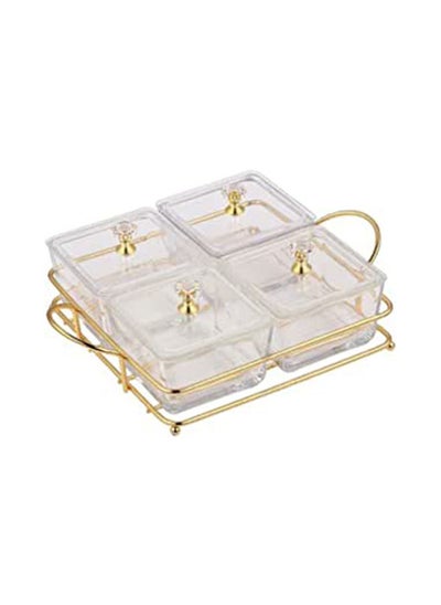 اشتري Four Pieces Serving Tray Bowl Condiment Dish Rack Set with Metal Rack Divided Serving Dishes في الامارات