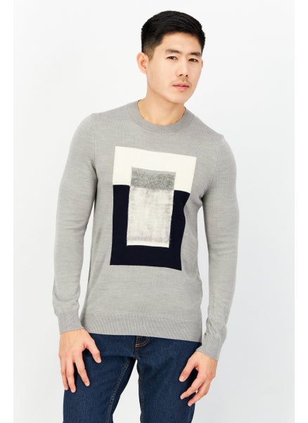 اشتري Men Crew Neck Plain  Long Sleeves Sweatshirt, Grey في الامارات