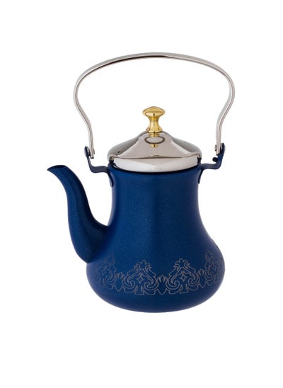 Buy Moroccan Teapot Stainless Steel Top Handle 0.90 L Blue Color in Saudi Arabia