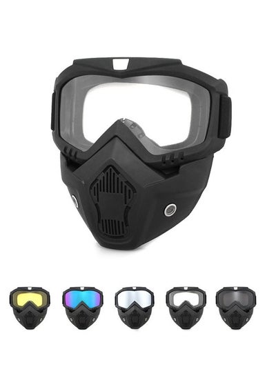 اشتري Motorcycle Helmet Goggles with Removable Face Mask, ATV Dirt Bike Motocross Eyewear Riding Offroad Goggles في الامارات