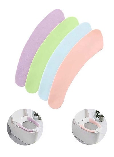 Buy 4 Pcs Bathroom Warmer Toilet Seat Cover stick, Washable and Reusable Cushion, Stick on Toilet Mat Sticker (Purple+Green+Blue+Pink) in UAE