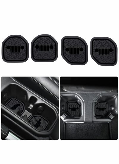 اشتري Auto Cup Holder Coaster Fit for Jeep Wrangler JL JLU 2018-2022, an Interior Accessory for Gladiator JT 2020-2022 Sport and Rubicon, Car Liner Mat Pad, 4PCS, Black في السعودية