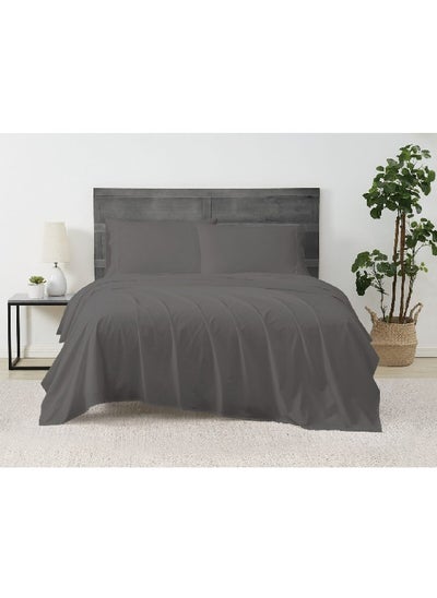 Buy 4-Piece Cotton Warm Touch King Bedsheet Set Grey 10 x 30 x 25 cm CN K4PCS-LGRD in Saudi Arabia